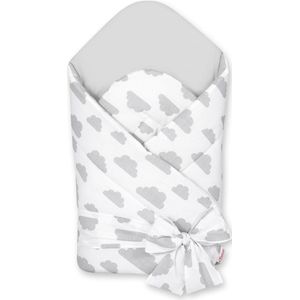 Dubbelzijdig babynest met versteviging met strik - wolken grijs/grijs
