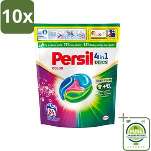 10 x Persil - Wasmiddelcapsules - 4-In-1 Discs - Gekleurde Was - 24 Wasbeurten - Grootverpakking - Wasmiddelcapsules - Gekleurde Was - Vlekkenverwijdering - Wasverzachter - Wasmiddel