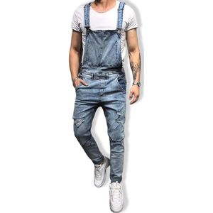 Slim Fit Denim Bib Overalls voor Heren met Zakken - Modieuze Jumpsuit