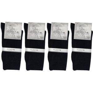 4 Paar Merino Sokken - Badstof Voetbed - Merino Wollen Sokken - Maat 46-47 - Naadloos - Zwart - Merino Wol - Dames en Heren - Merino Wollen Kousen - Zacht