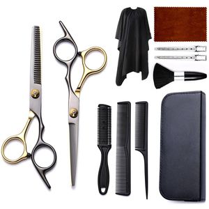 Professionele set haarknipscharen- kam- en stylingtool voor kapper- salon en thuis (kleur: zwart/goud)