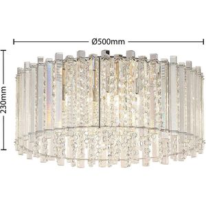 Lucande - plafondlamp - 6 lichts - ijzer, kristal - H: 23 cm - G9 - chroom, helder