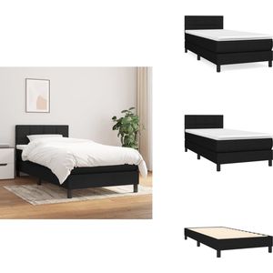 vidaXL Boxspring - Boxsprings - Bed - Slaapmeubel - Boxspring met matras stof zwart 90x200 cm