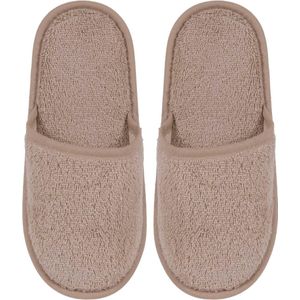 Badslippers Badstof Uni Pure met Zool Taupe Maat 43 - 1 Paar