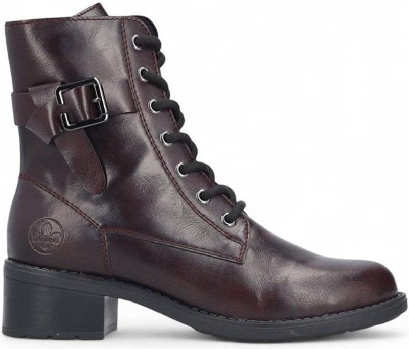 Rieker - 75431 - Enkellaarzen - Zwart-Rood