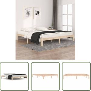 The Living Store Houten Bedframe - Complete slaapkamer toevoeging - Hoogwaardig massief grenenhout - Stabiel en stevig - Geschikt voor 180 x 200 cm matras - Montage vereist