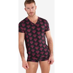 HOM - Carlyle - T-Shirt - Zwart - V-Hals - Art Deco-motief