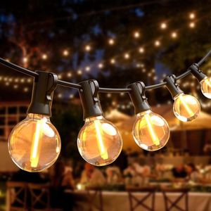 Tent verlichting Lichtslingers voor buiten - Festoenlichten - 35FT G40 - 25+3 LED-hanglampen - IP44 Waterdicht - Binnen-buiten voor Terras Patio - Buiten Tuin - Kerstmis Feest Bruiloft - Decoratieverlichting