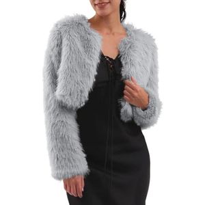 Bontjas dames kort imitatiebont fleece mantel