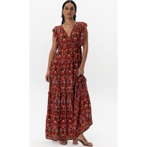 Sissy-Boy - Donkerrode maxi jurk met ikat print