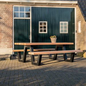 Tuilana - Picknicktafel - Buitentafel - W-poot - Robuust staal - Koker design - Douglas hout - 220 cm