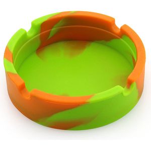 Silicone Asbak - Portable Ronde Sigaret asbak - Opvouwbar en Eco-vriendelijk - Oranje/Groen