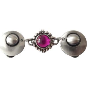 Fashionclip® - Vestsluiting - Zilverkleurig - Fuchsia - Vestklem - Handgemaakt