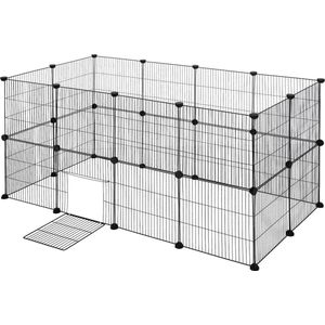 Dierenren - Hondenren Buiten - Konijnenhok voor Binnen - Konijnenren - Kippenren - Ren - Dierenverblijf Buiten - 142 x 71 x 71 cm - Zwart