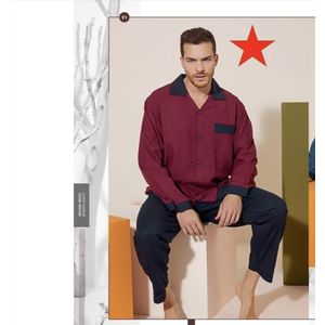 Heren Pyjama James / Broek & T-shirt /Bordeaux / maat L