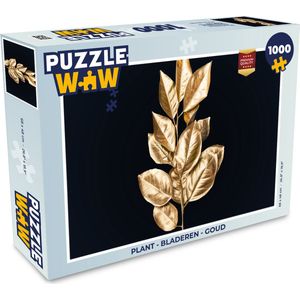 Puzzel Plant - Bladeren - Goud - Zwart - Luxe - Legpuzzel - Puzzel 1000 stukjes volwassenen