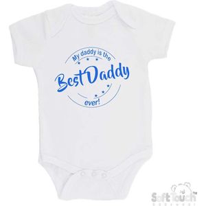 100% katoenen Romper ""My daddy is the best daddy ever!"" Vaderdag Unisex Katoen Wit/blauw Maat 62/68