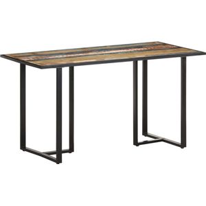 The Living Store Eettafel Industrieel - 140 x 70 x 76 cm - Massief gerecycled hout