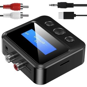 Bluetooth 5.3 Receiver Transmitter draadloze audio-adapter met bypass Low Latency On/Off Switch Display 35 mm AUX Optical RCA voor TV Stereo - 2-in-1