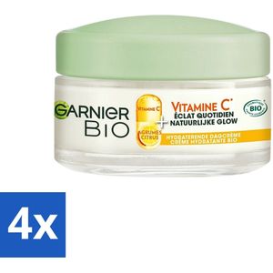 4 x Garnier - Bio - Dagcrème - Vitamine C - Hydraterend - 50 ml - Biologische Dagcrème - Vitamine C Crème - Hydraterende Dagcrème - Stralende Huid - Garnier Bio
