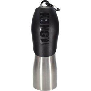KONG H20 waterfles – Drinkfles voor hond – Waterfles van RVS – 740 ML – Zwart