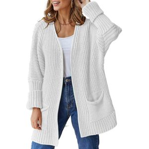 Dames herfstmode vest trui lichtgewicht open voorkant lange casual outfits met zakken