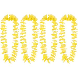 Toppers - Boland Hawaii krans/slinger - 4x - Tropische kleuren geel - Bloemen hals slingers