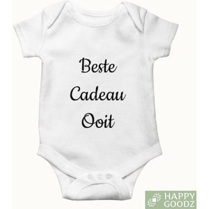 Beste Cadeau Ooit - baby romper WIT - Zwangerschap aankondiging - bekendmaking - Zwanger - 100% katoen - kraam cadeau - rompertje met tekst - aanstaande mama - 0-3 maanden - jullie worden opa en oma - pregnancy announcement