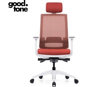 Goodtone VIX Ergonomische Bureaustoel - Bureaustoel - Bureaustoelen voor Volwassenen - met Verstelbare Hoofdsteun, Armleuningen en Lendensteun - 150 Kg - Zwart