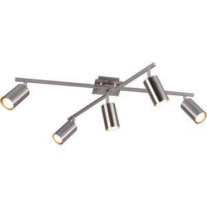 LED Plafondspot - Trion Mary - GU10 Fitting - 5-lichts - Rechthoek - Mat Nikkel - Aluminium