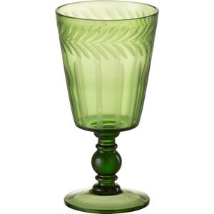 J-Line drinkglas Bladeren - glas - groen - 12 stuks