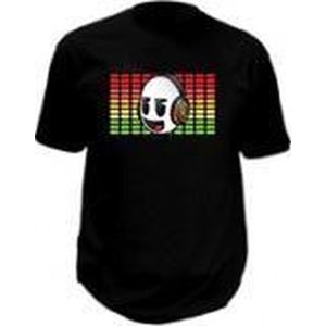 LED T-shirt Equalizer - Zwart - Smiley DJ - Maat XS