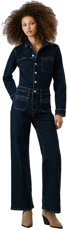 Pepe Jeans - Jumpsuit KIM - Blauw Denim - Lange Mouw