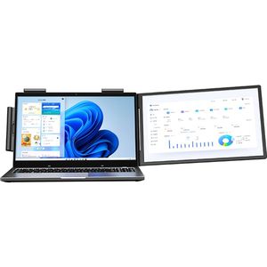 Gloovon® - Portable Monitor 14 inch - Full HD - Laptop Beeldscherm Uitbreider - Draagbaar Scherm - 1 Kabel - USB-C - Plug & Play - Inclusief Draagtas - Zwart