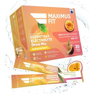 MaximusFit Elektrolyten - Elektrolyten Poeder - 30 zakjes van 8.5g - Weinig Suiker - Keto Friendly - Passievrucht