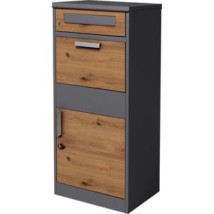 Pakketbrievenbus 50x112x37 cm antraciet/eikenlook van gegalvaniseerd staal ML design