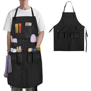 Allecto Premium - Waterdicht Kappersschort met Meerdere Zakken en Verstelbare Schouderriem - Snijschort voor Dames en Heren - Zwart - Eén Maat - Haarstyling Accessoire