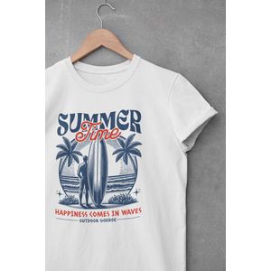 Shirt - Summer Time - Outdoor Goeroe | Avontuur | Buitensport | Natuur | Wandelen | Mountainbike | Klimmen | Outdoor | Kamperen | Boulderen | Wit