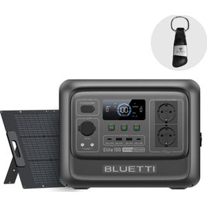BLUETTI Elite 100 V2 1800W 1024Wh draagbaar elektrisch station met 200W Zonnepaneel,10 ms UPS-back-up voor noodgevallen. Voor reizen, kamperen, camperen, wandelen, noodgevallen