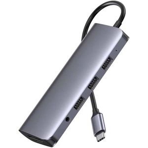 M-TECK 8-in-1 USB C Docking Station - USB Hub - 1 x HDMI 4K/60Hz - 3 x USB 3.0 - SD/MicroSD Lezer - 1 Gbit/s Ethernet - input voor 100W USB C Oplader - Geschikt voor alle type Laptops en MacBooks