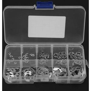 Plastic doos 120 stuks 304 roestvrij staal E-clip borgring kit - 1.5mm-10mm E-clip borgring assortiment - opening interne externe borgring