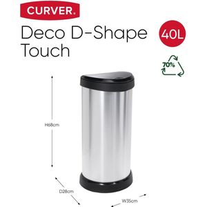 Curver Decobin Push Prullenbak - 40L - Metallic - Recycled Kunststof