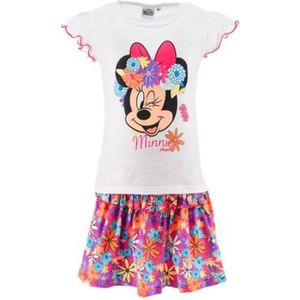 Disney Minnie Mouse Set - Shirt + Rok - Wit/Roze - Maat 110/116 - Tot 6 jaar