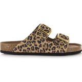 Leopard slippers leer met gouden details