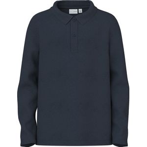 Polo Shirt - Blauw - Piqué - Lange Mouwen - Knoopsluiting