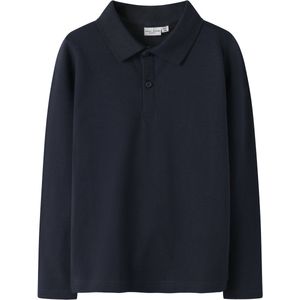 Polo Shirt - Blauw - Piqué - Lange Mouwen - Knoopsluiting