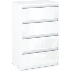 Witte hoogglans ladekast met 4 lades, 60 cm tv-kast, woonkamer, slaapkamermeubilair