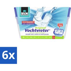 Bison - Original - Vochtvreter - Houder met Vochtmagneet - 900 Gram - Geurloos - Voordeelverpakking - 6 stuks