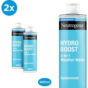 Neutrogena Hydro Boost 3-in-1 micellair water - effectieve en zachte gezichtsreiniging - 2 x 400 ml