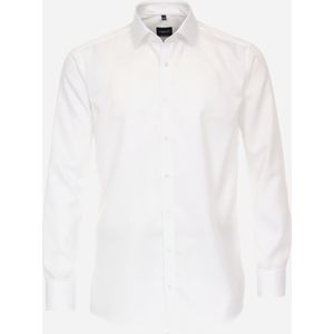 VENTI modern fit overhemd - twill - wit - Strijkvriendelijk - Boordmaat: 48